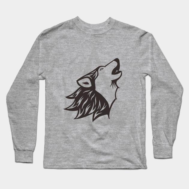 Wolf Roar Long Sleeve T-Shirt by bambangnurdiann